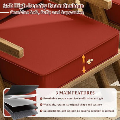 Outdoor Seat Cushion Set 22 L × 24 W × 5 H Inch Waterproof & Fade Resistant - Image 3
