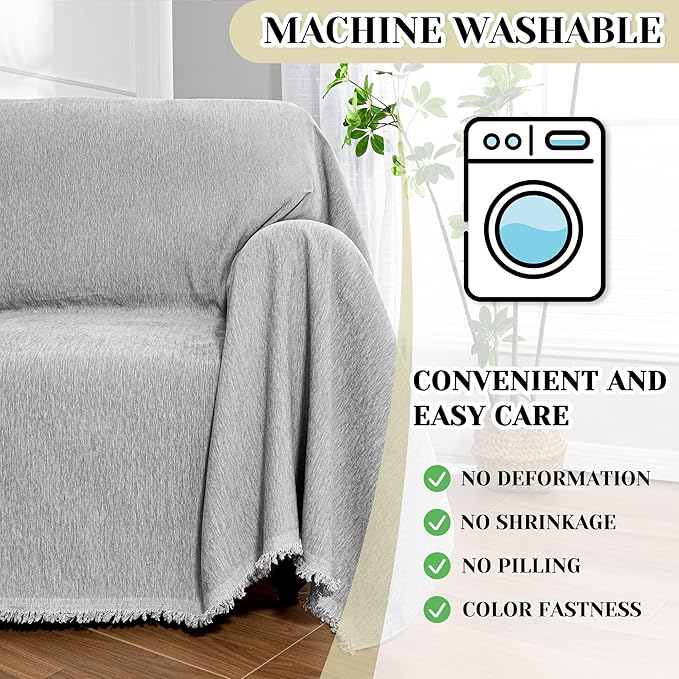 MEETSKY Grey Chair Couch Covers Sofa Cover Washable - Image 4
