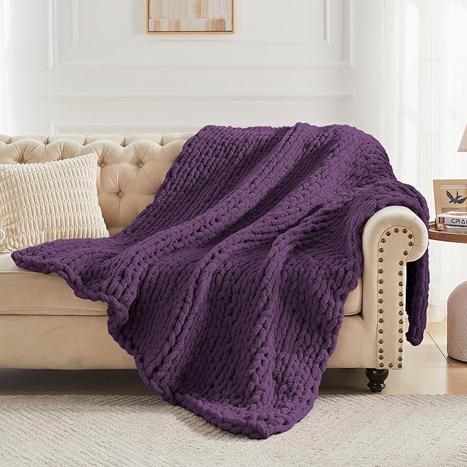 Carriediosa Chunky Knit Throw Blanket 50" X 60", 100% Hand Made Large Chenille - Image 6