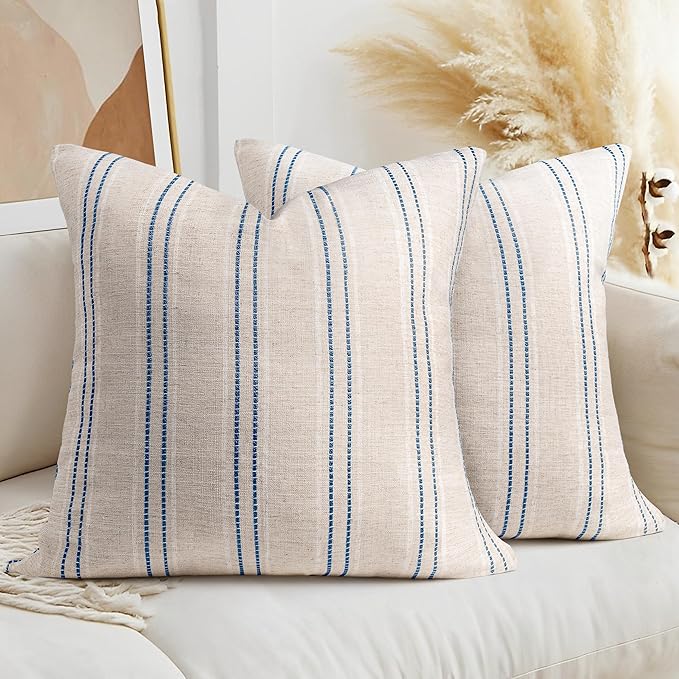 AELS 24x24 Decorative Farmhouse Linen Throw Pillow Covers, Boho Textured Pillow by AELS