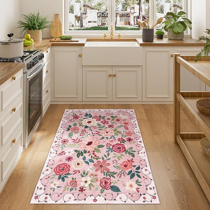 DUKINO 3x4 Area Rug, Lightweight Non Slip Washable Floral Rug, Indoor Low Pile - Image 4