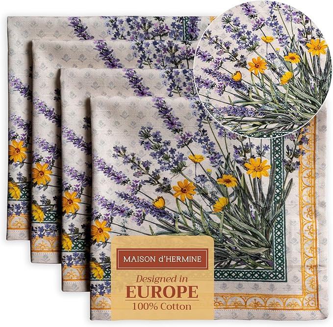 Maison d' Hermine Cloth Napkins Set of 4 100% Cotton Everyday Reusable Square by MaisondHermine