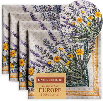 Maison d' Hermine Cloth Napkins Set of 4 100% Cotton Everyday Reusable Square by MaisondHermine