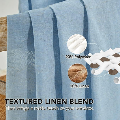 Deconovo Light Filtering Linen Look Curtains, Semi Sheer Back Tab Panels - Image 2