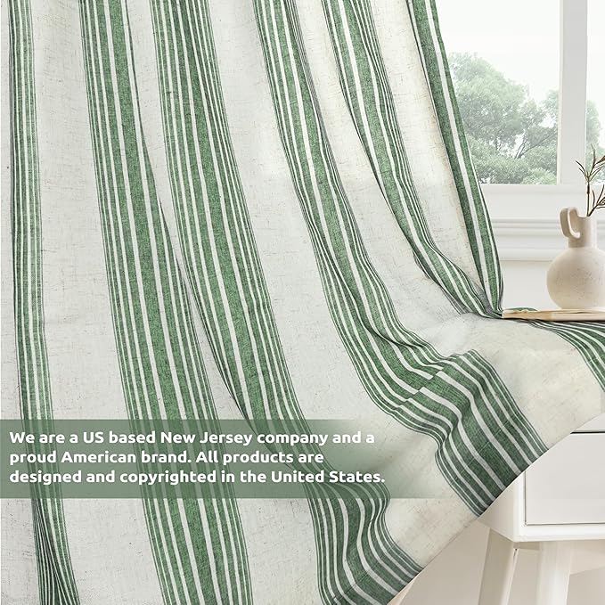 DriftAway Farmhouse Vertical Striped Linen Blend Textured Light Filtering Semi - Image 5