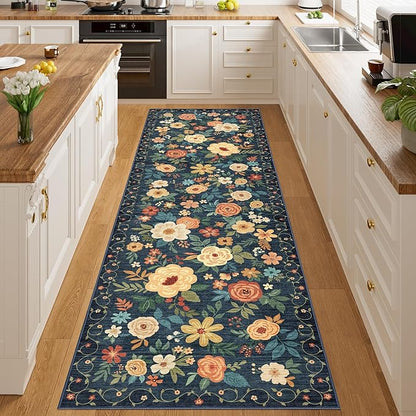 DUKINO 3x10 Runner Rug for Hallway, Washable Kitchen Floral Runner Rug - Image 6