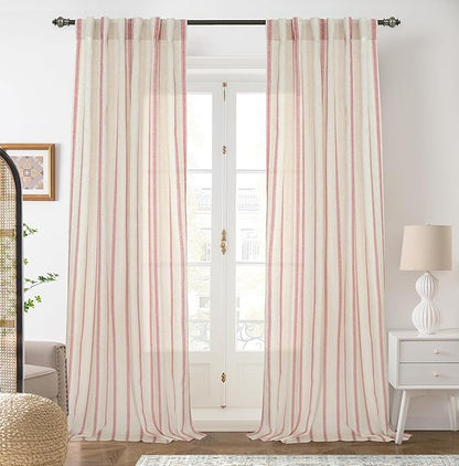 DriftAway Farmhouse Vertical Striped Linen Blend Textured Light Filtering Semi by DriftAway