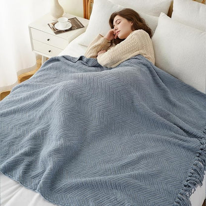 BATTILO HOME Bluish Grey Chenille Throw Blanket - Image 7