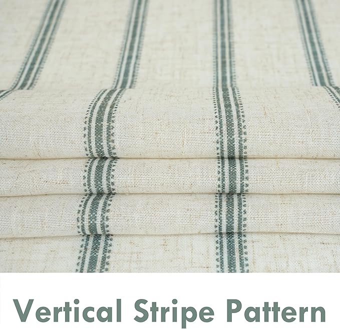 DriftAway Farmhouse Vertical Striped Linen Blend Textured Light Filtering Semi - Image 4