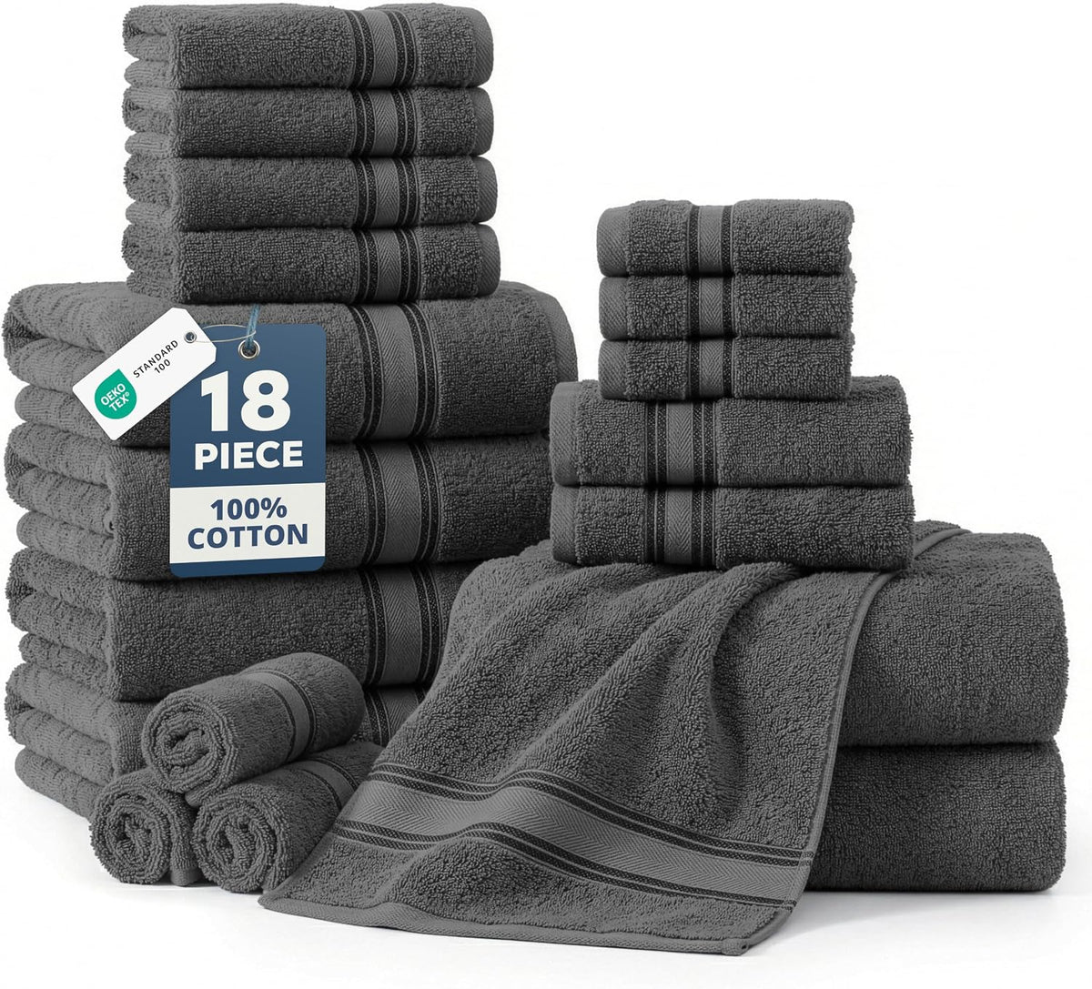 lane linen bath towel set 100% cotton 18, main product view