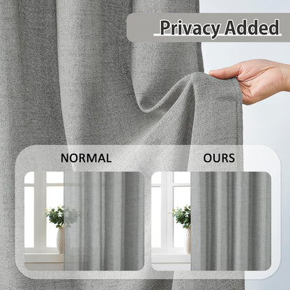 rain city grey linen curtains 45 inches long showing dimensions