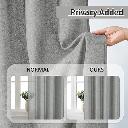 RAIN CITY Grey Linen Curtains 86 Inch Length 2 Panels, Soft Thick Linen - Image 4