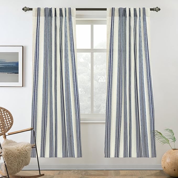 DriftAway Farmhouse Vertical Striped Linen Blend Textured Light Filtering Semi by DriftAway