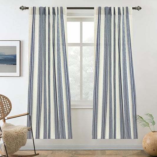 DriftAway Farmhouse Vertical Striped Linen Blend Textured Light Filtering Semi by DriftAway