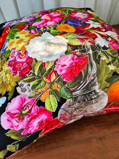 Elegant Velvet Floral Pillow Cover Double Sides Handmake Big Size Flower - Image 7