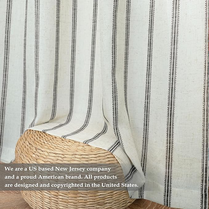 DriftAway Farmhouse Vertical Striped Linen Blend Textured Light Filtering Semi - Image 7