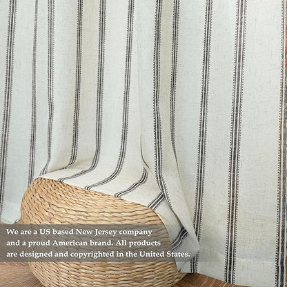 DriftAway Farmhouse Vertical Striped Linen Blend Textured Light Filtering Semi - Image 7