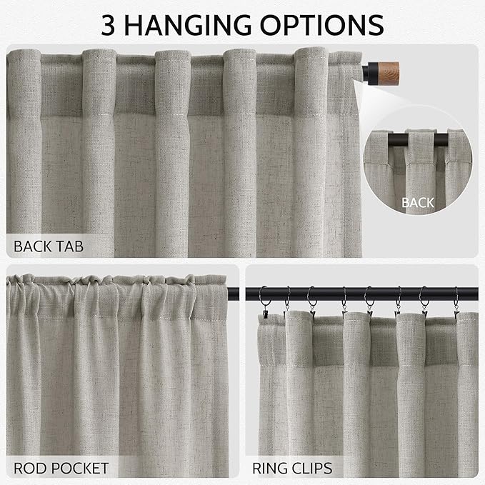 Silver Gery Linen Curtains 96 Inches - Image 2