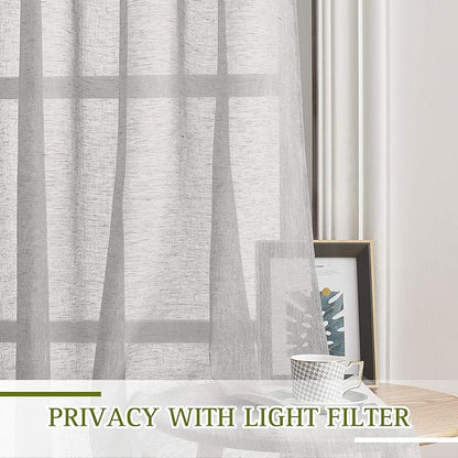 NICETOWN Linen Sheer Sliding Door Curtains 84 inch Long - Image 5