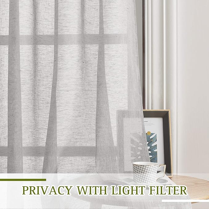 NICETOWN Flax Sheer Linen Curtains Privacy Protection - Image 3