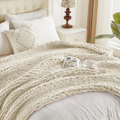 Carriediosa Chunky Knit Throw Blanket 60" X 80" Twin, 100% Hand Made Large - Image 9
