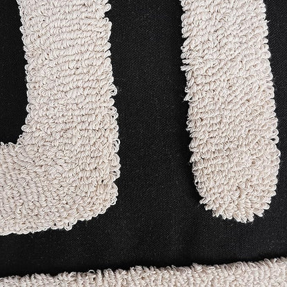 Adabana Black and Beige Pillow Covers 18x18 Decorative Tufted Abstract Throw - Image 2