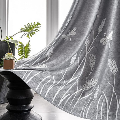 Melodieux Extra Wide Wheat Embroidery Curtain - Image 2