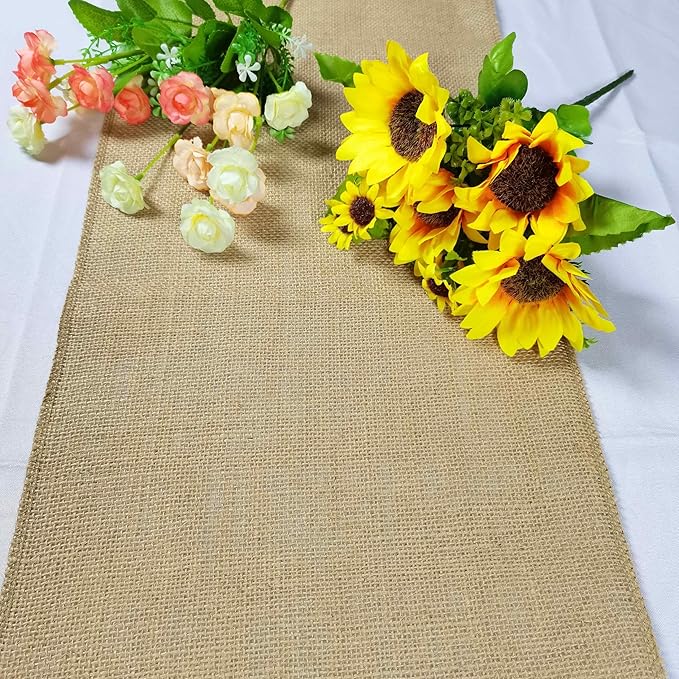 1 Pack 12 inch x 10 Yards Burlap Table Runner, Natural Rustic Jute Table Runners - Image 6
