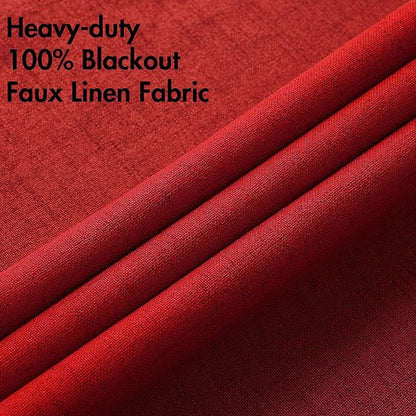 MIULEE Linen Curtains for Bedroom 100% Blackout Thermal Insulated Red Grommet - Image 5