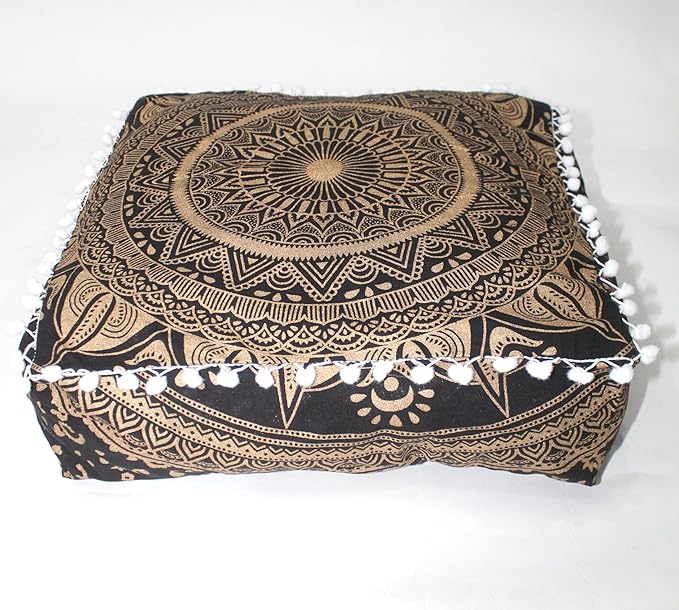 CRAFT KALA 18" Square Large Hippie Mandala Meditation Floor Ottoman Pillow - Image 9