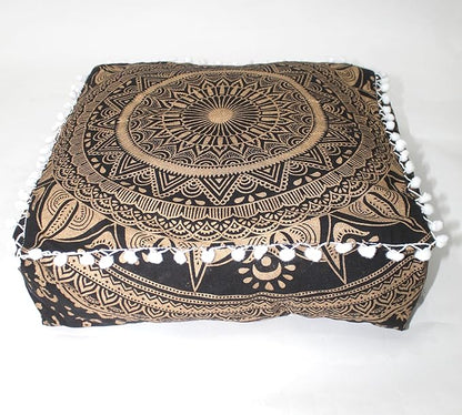 CRAFT KALA 18" Square Large Hippie Mandala Meditation Floor Ottoman Pillow - Image 9