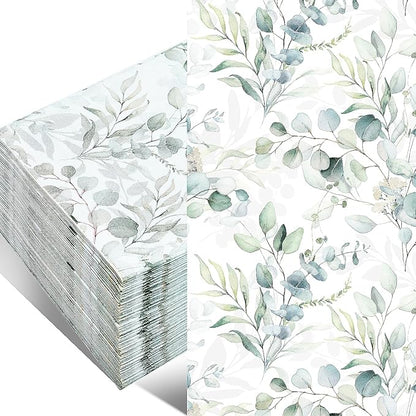 100 Pack Greenery Eucalyptus Paper Napkins by Wobeny