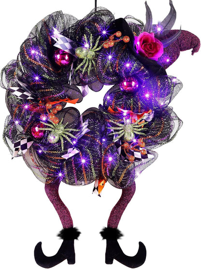 Lulu Home 18"x30" Halloween Wreath, Purple, 30 LED Lighted