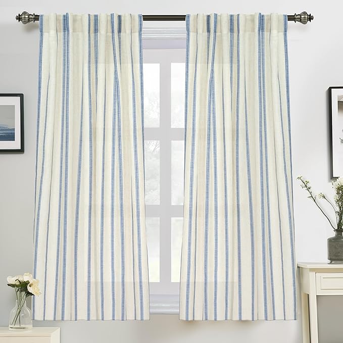 DriftAway Farmhouse Vertical Striped Linen Blend Textured Light Filtering Semi by DriftAway