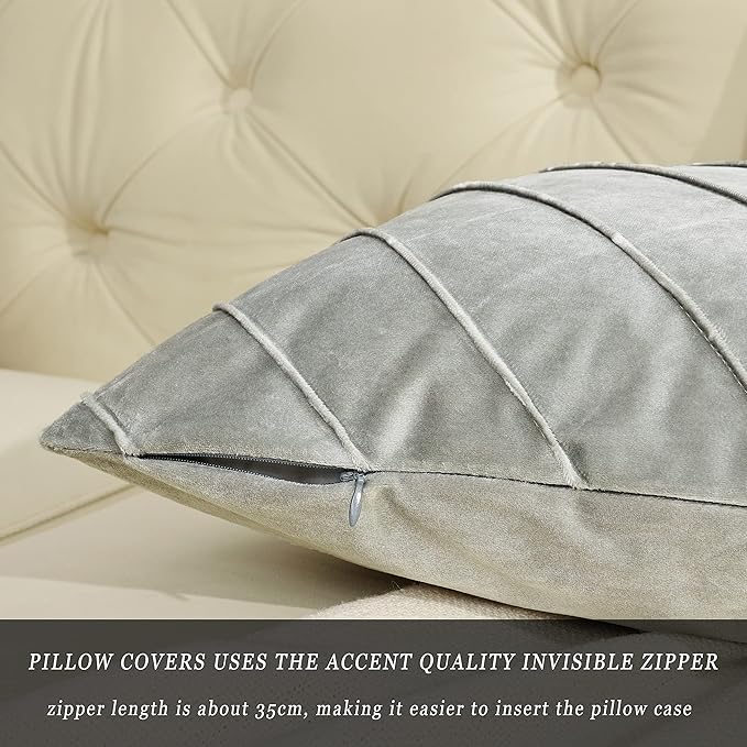 GIGIZAZA Decorative Velvet Pillow Covers 18x18, Living Room Square Cushion - Image 3
