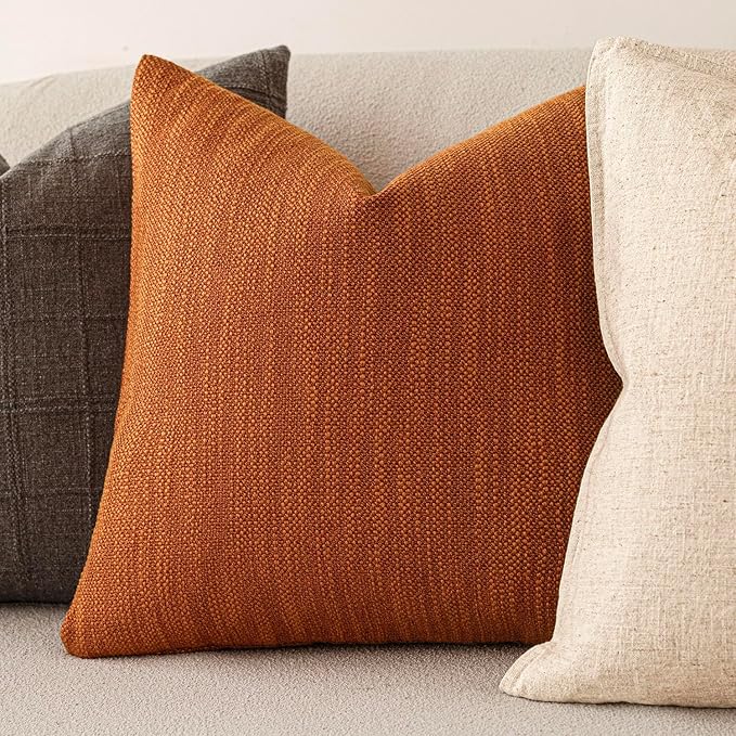 Foindtower Set of 2 Decorative Textured Burlap Linen Throw Pillow Covers - Image 4