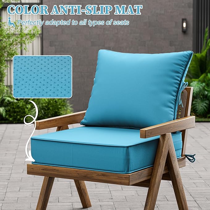 Outdoor Seat Cushion Set 22 L × 24 W × 5 H Inch Waterproof & Fade Resistant - Image 6