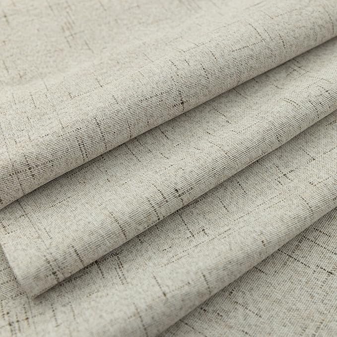 KOUFALL Neutral Greige Curtains Black Out 63 Inch Long, Back Tab Linen Blackout - Image 6
