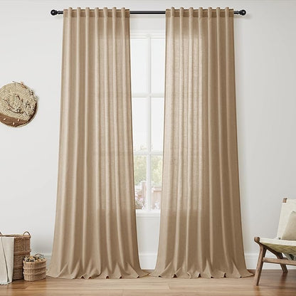Nanspring Sand Beige Curtains 90 Inch Length 2 Panels Set by Nanspring