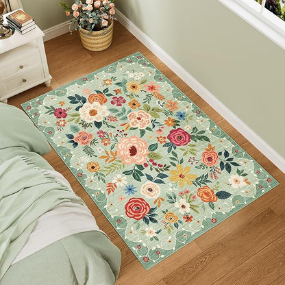 DUKINO 3x5 Area Rug, Floral Rugs by DUKINO