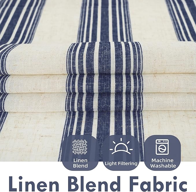 DriftAway Kitchen Curtains Striped Tier Linen Short Pinstripe Cafe Curtains 36 - Image 2