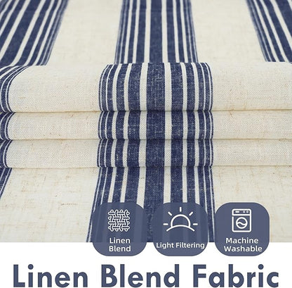 DriftAway Kitchen Curtains Striped Tier Linen Short Pinstripe Cafe Curtains 36 - Image 2