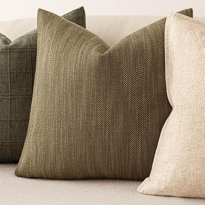Foindtower Set of 2 Decorative Textured Burlap Linen Throw Pillow Covers - Image 4