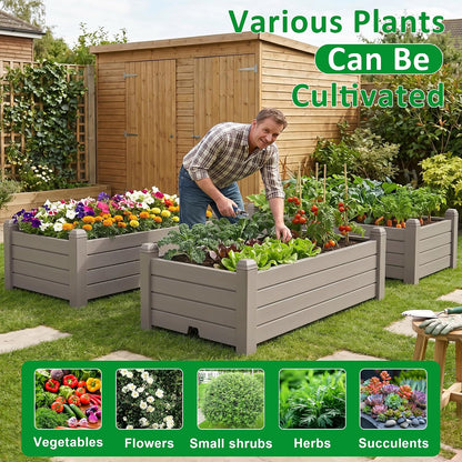 patiozen raised garden bed, self-watering resin planter box, close-up detail