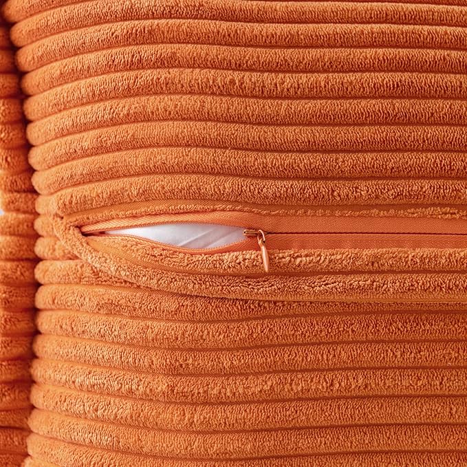 MIULEE Orange Fall Corduroy Decorative Euro Sham Pillow Covers 24x24 Inch - Image 3