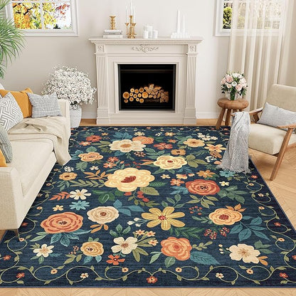 DUKINO 6x9 Area Rug, Floral Rugs by DUKINO