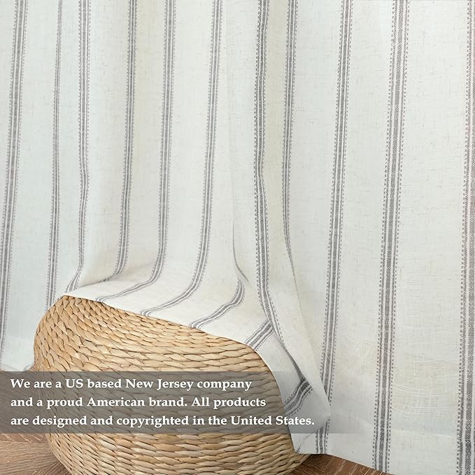 DriftAway Farmhouse Vertical Striped Linen Blend Textured Light Filtering Semi - Image 8
