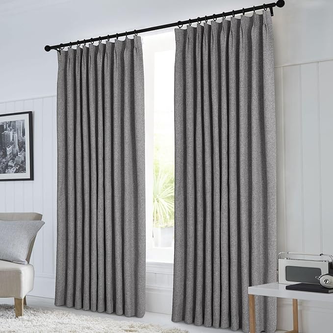 Macochico Pinch Pleated 100% Blackout Curtains Gray Linen Curtains - Image 2