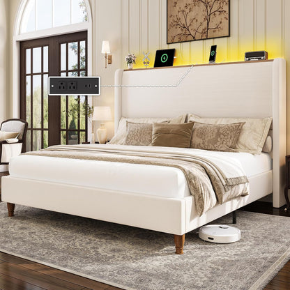 larmace california king size bed frame with led, main product view