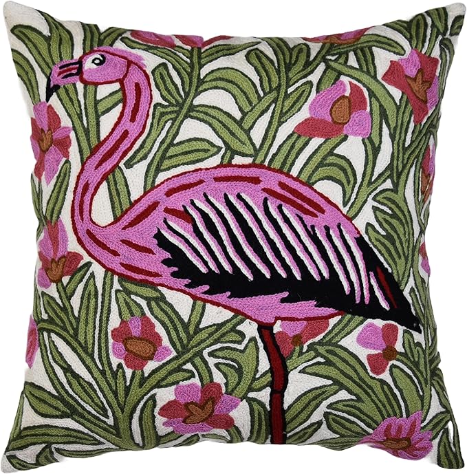 William Morris Flamingo Floral Pillow Cover by Kashmir+Designs